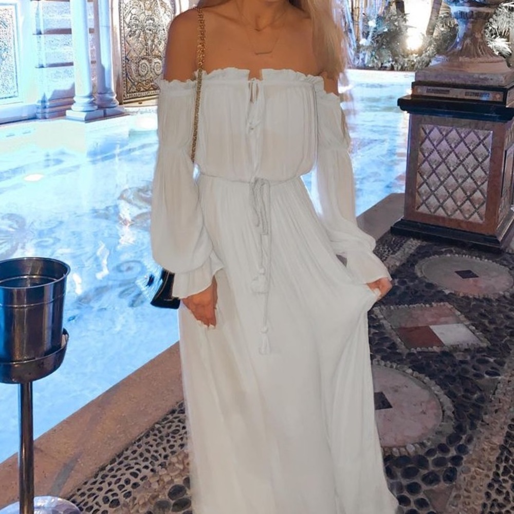 Mint green Bardot top maxi dress